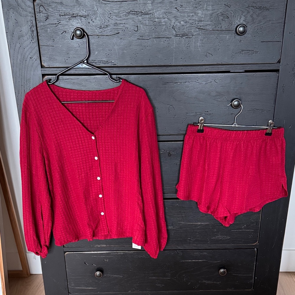 Women's Maroon Button-Up Coverup